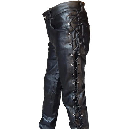 Darian | Zwarte Leren Broek Heren