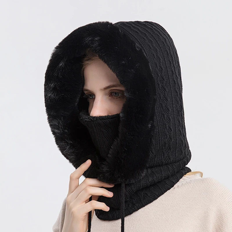 FurryHood™ | Luxe Gebreide Bont Gevoerde Nekwarmer voor Winterse Dagen