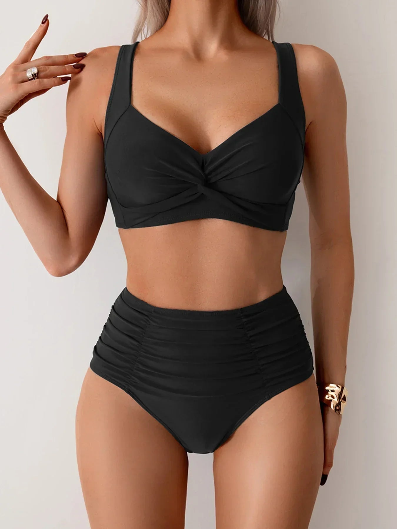 Mila | High Waist Bikini Set Dames | Twist Top & Shaping Broekje | Flatterend & Comfortabel | Sneldrogend Zomer Badkleding