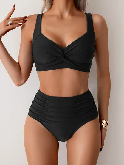 Mila | High Waist Bikini Set Dames | Twist Top & Shaping Broekje | Flatterend & Comfortabel | Sneldrogend Zomer Badkleding