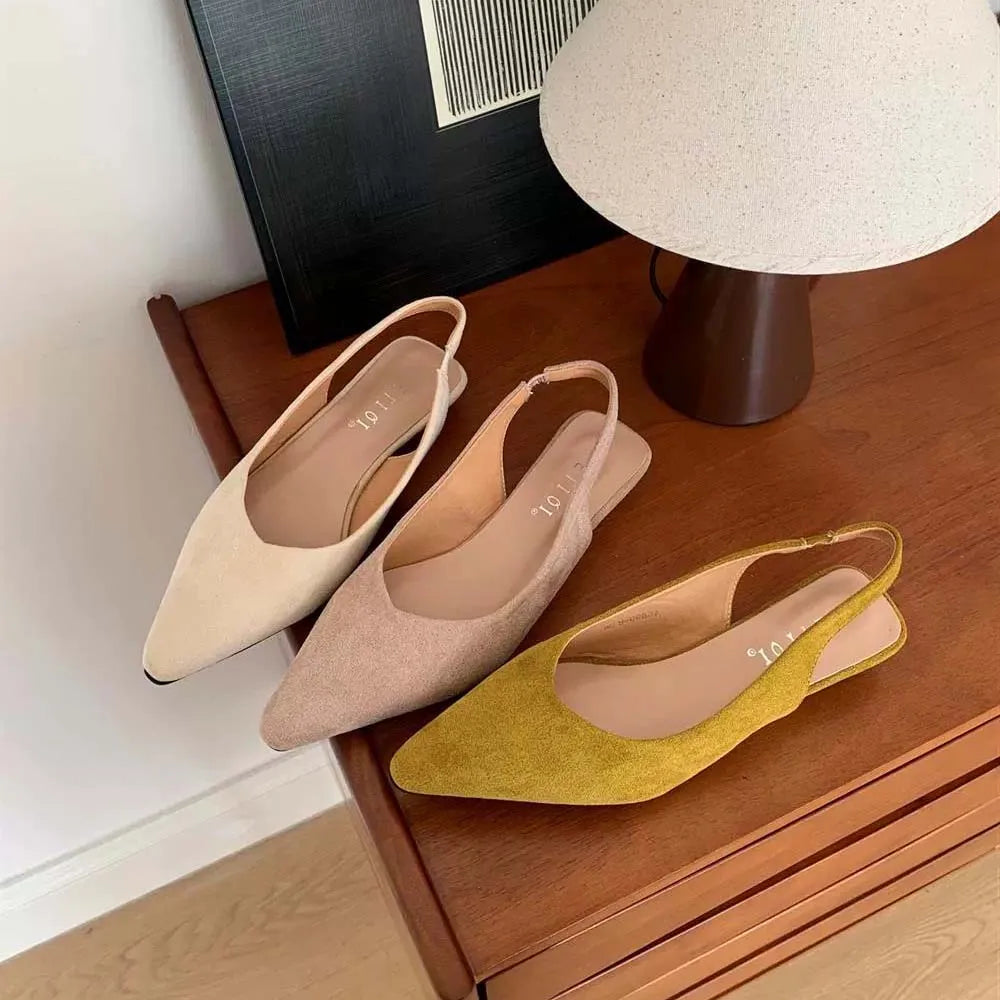Maribel™ | Dames Slingback Flats Zonder Hak | Elegante Puntige Instapschoenen met Open Hiel en Minimalistisch Design