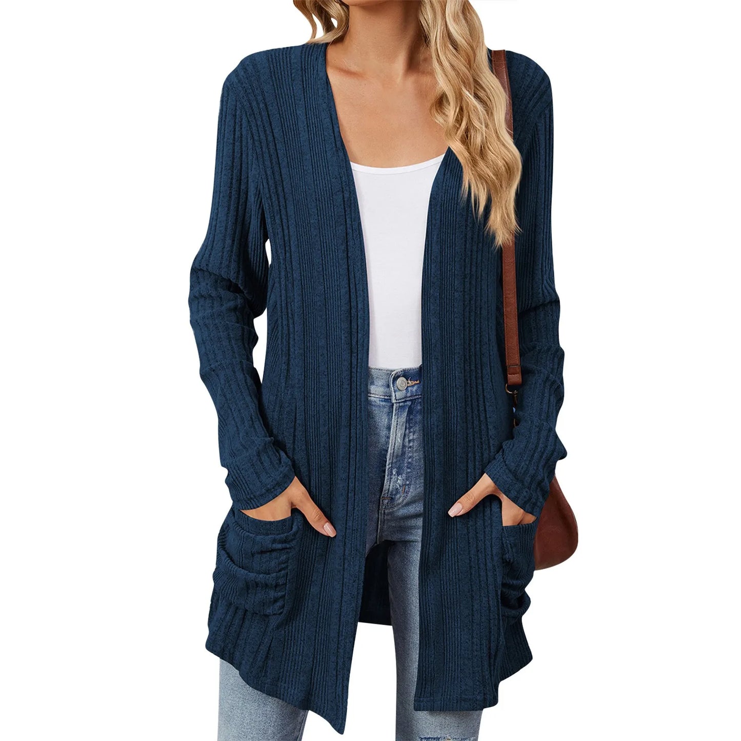 Cecile™ | Lange Effen Cardigan met Tijdloze Stijl en Zachte Textuur