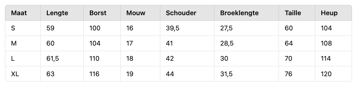 Size Chart