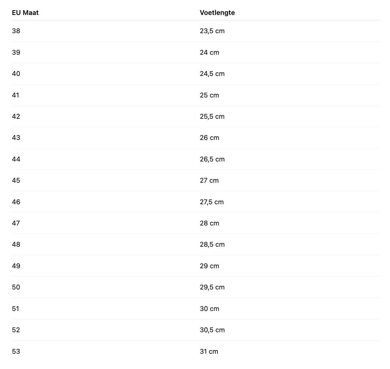 Size Chart