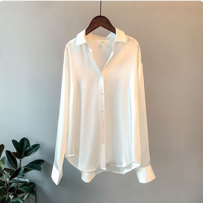 Soléane | Dames Satijnen Blouse Ballonmouwen