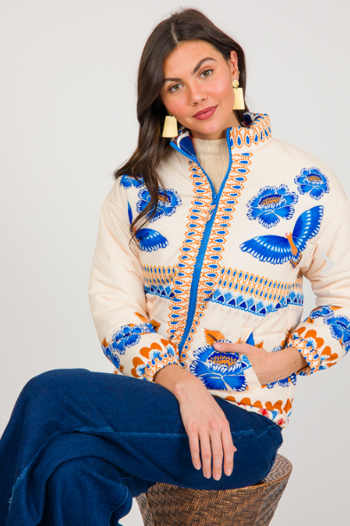 Althea | Gewatteerde Jas Met Bloemenprint