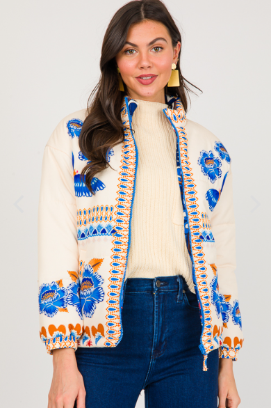 Althea | Gewatteerde Jas Met Bloemenprint