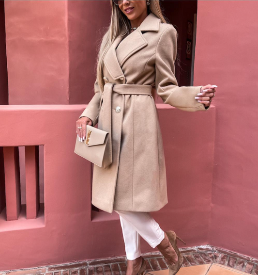 Celeste | Beige Wolblend Trenchcoat