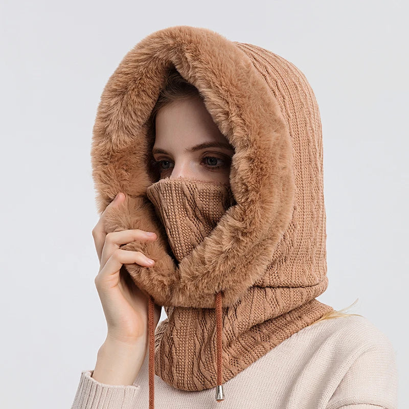 FurryHood™ | Luxe Gebreide Bont Gevoerde Nekwarmer voor Winterse Dagen