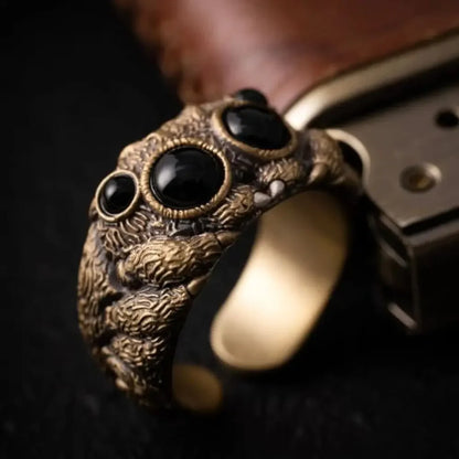 Nocturo | Uil Ring Heren | Statement Ring met Onyx Look & Symbolisch Design