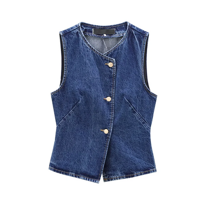 Renée | Getailleerd Denim Gilet Dames