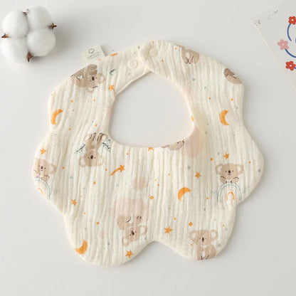Elodie™ | Baby Slabbetjes Katoen met Bloemvorm en Speelse Print | Hydrofiel, Zacht & Stijlvol Kraamcadeau