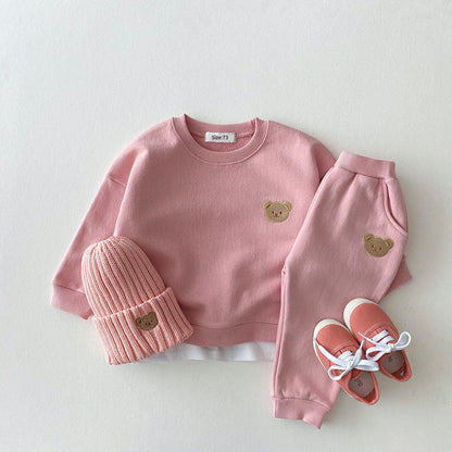 Noémie™ | Dames Baby Joggingpak Set | 2-Delige Geborduurde Outfit met Teddybeer voor Meisjes of Jongens