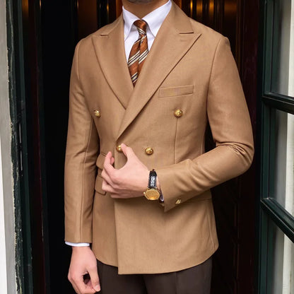 Aurelio | Slim Fit Blazer met Dubbele Goudkleurige Knoopsluiting Heren
