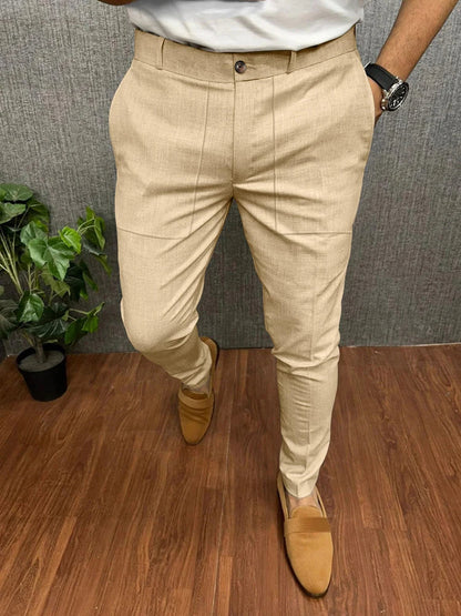 Solero™ | Slim Fit Herenbroek Met Stretch En Persvouw | Casual Chique Pantalon Voor Werk En Vrije Tijd