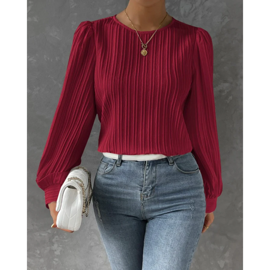 Elodie | Witte Plissé Blouse Dames