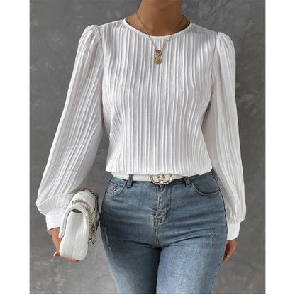 Elodie | Witte Plissé Blouse Dames