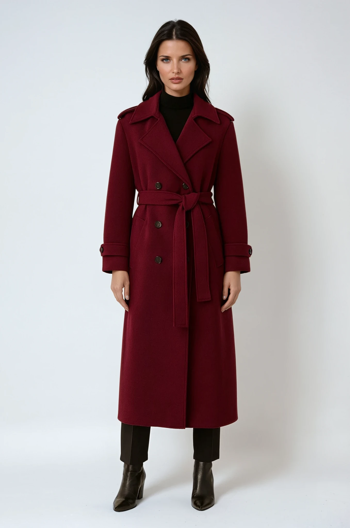 Clarette | Lange Wollen Trenchcoat