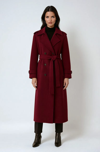 Clarette | Lange Wollen Trenchcoat