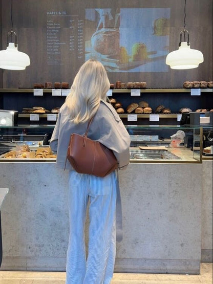 Alessandra | Luxe Leren Shopper Tas Dames Cognac