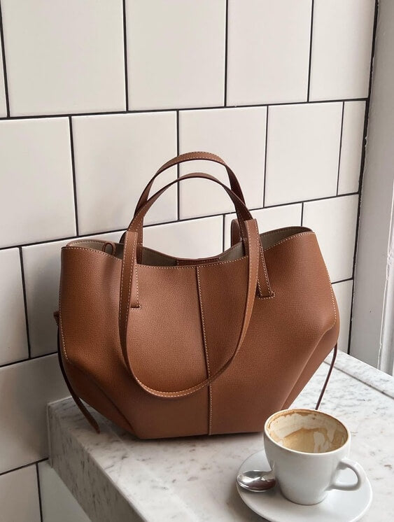 Alessandra | Luxe Leren Shopper Tas Dames Cognac