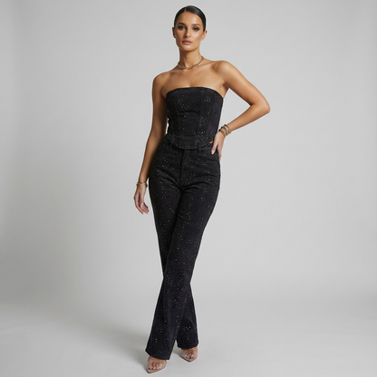 Nyxelle | Tweedelige Glitter Denim Set