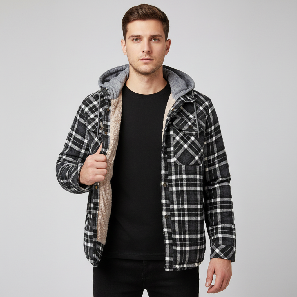 Damiaro | Gevoerde Flanellen Jas met Capuchon