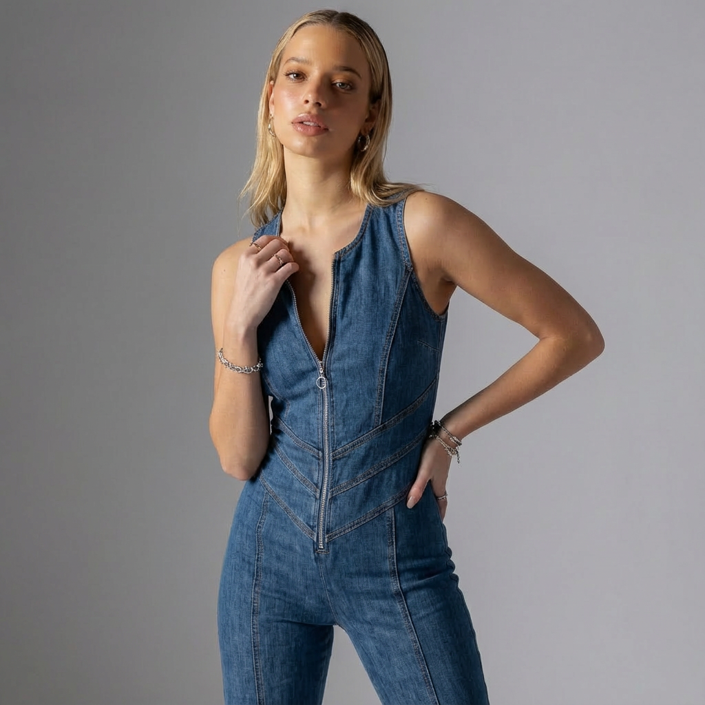 Denvara | Mouwloze Denim Jumpsuit