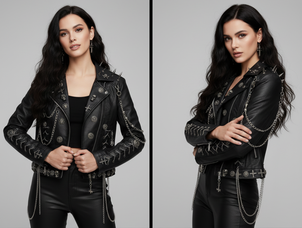 Averix | Unisex Punk Rock Leren Bikerjack