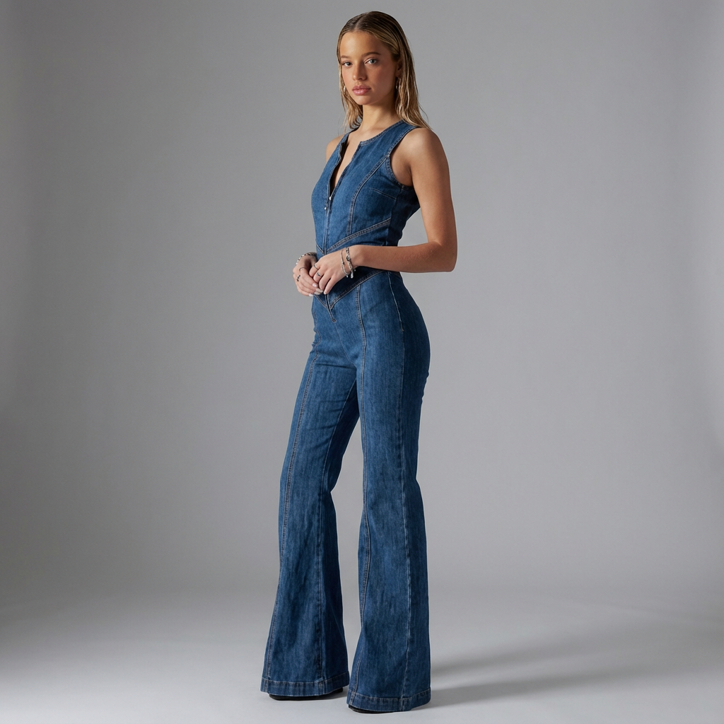 Denvara | Mouwloze Denim Jumpsuit