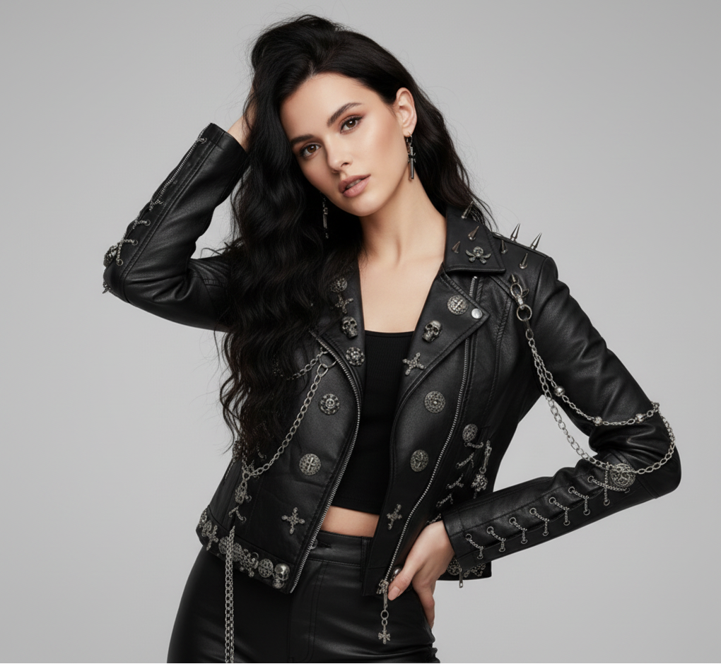 Averix | Unisex Punk Rock Leren Bikerjack