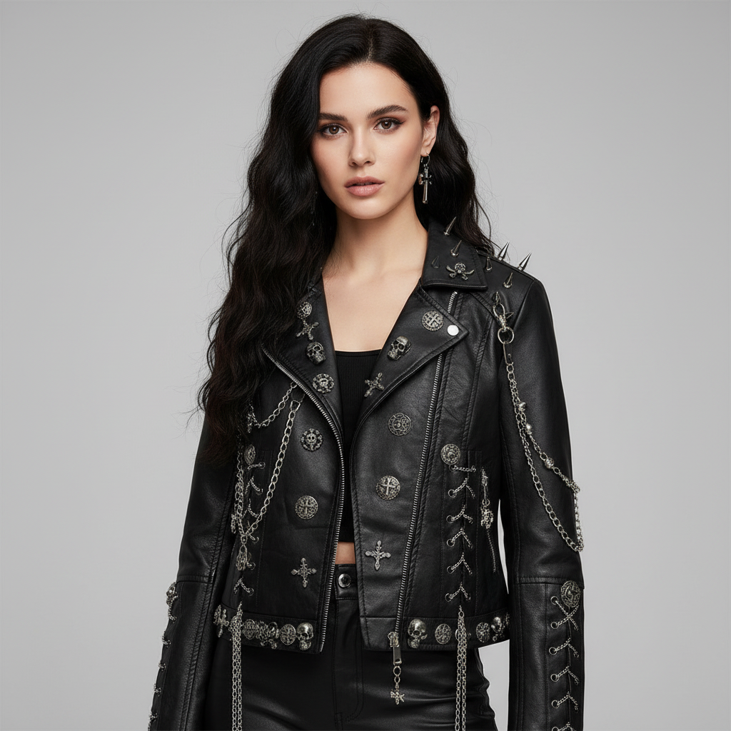 Averix | Unisex Punk Rock Leren Bikerjack