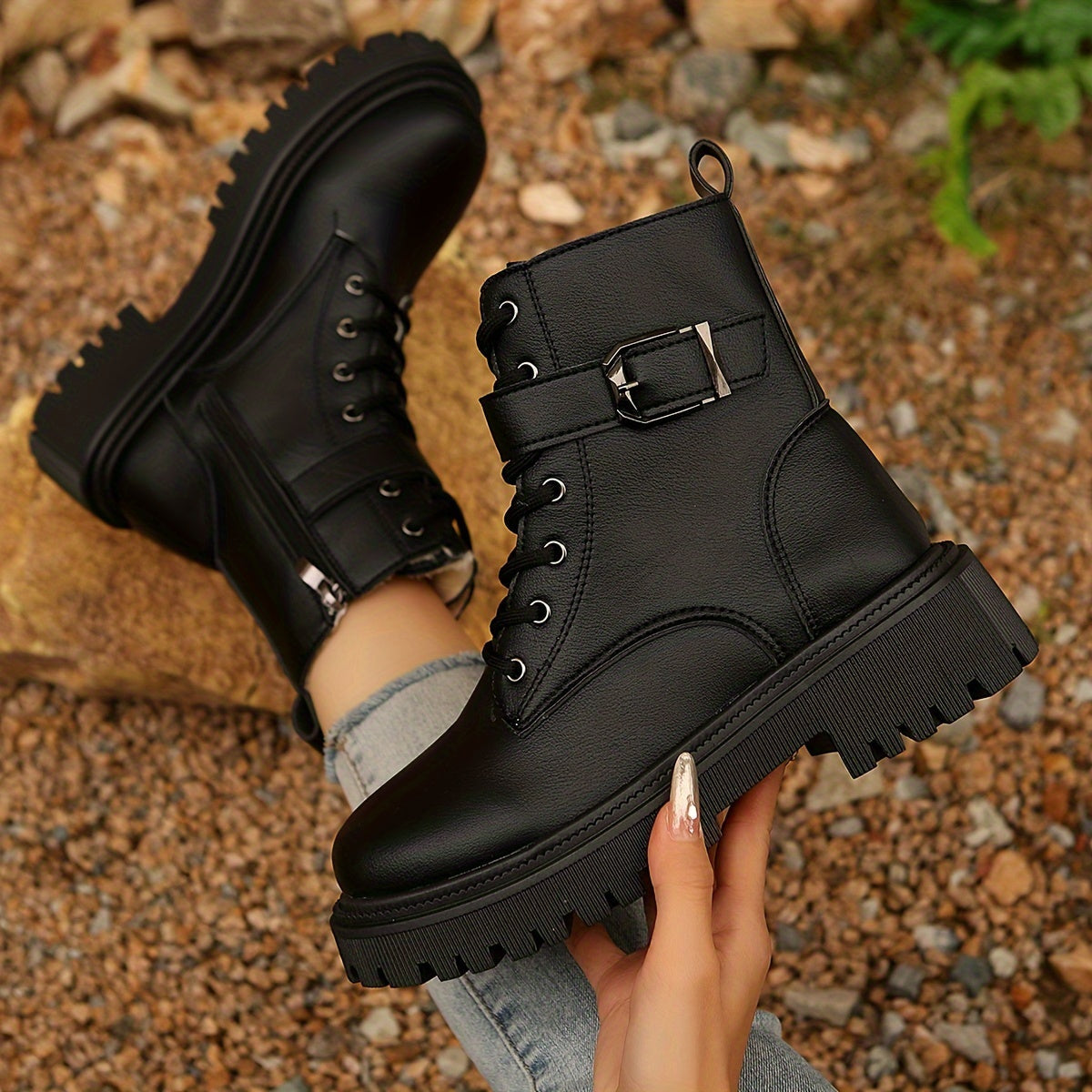 Ravena | Combat Boots Met Gesp