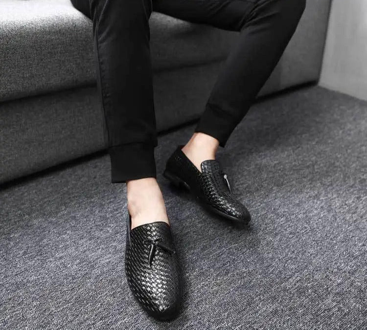 Nino™ | Heren Leren Tassel Loafers | Geweven