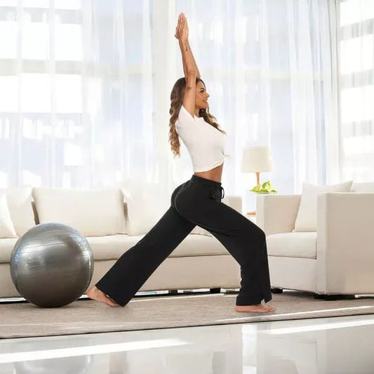 Elara™ | Dames Yoga Lounge Broek met Split | Zachte, Ademend en Comfortabel met Wijde Pijpen en Hoge Taille