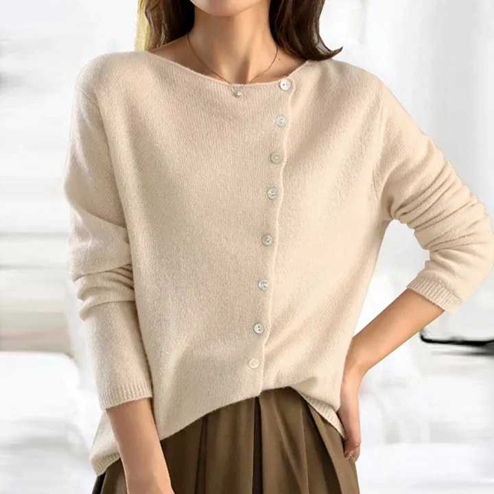 Kaya™ | Luxe Kasjmier Pullover met Asymmetrische Knoopdetails voor Gezellige Elegantie