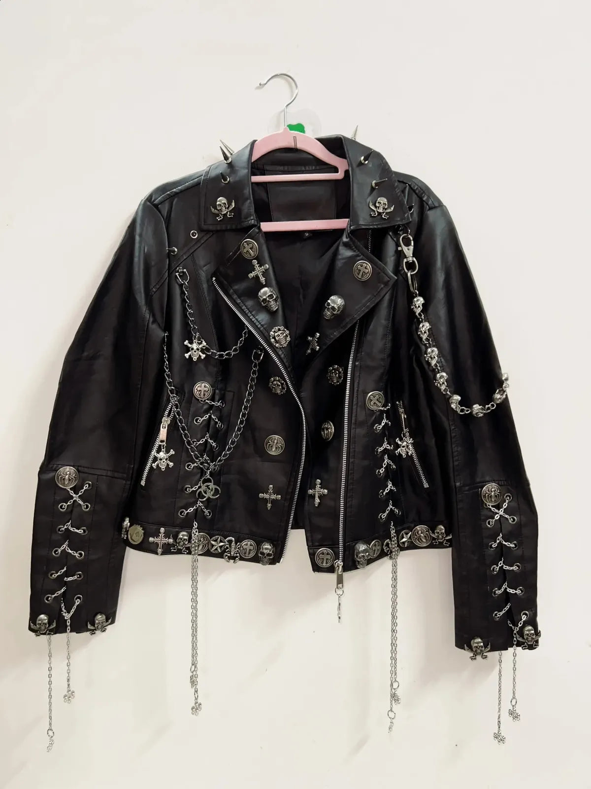 Metal™ | Leren Gothic Punk Jack met Veel Zilveren Details