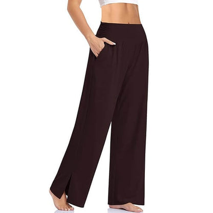 Elara™ | Dames Yoga Lounge Broek met Split | Zachte, Ademend en Comfortabel met Wijde Pijpen en Hoge Taille