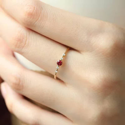 Élodie | Gouden Ring Met Rode Steen Dames