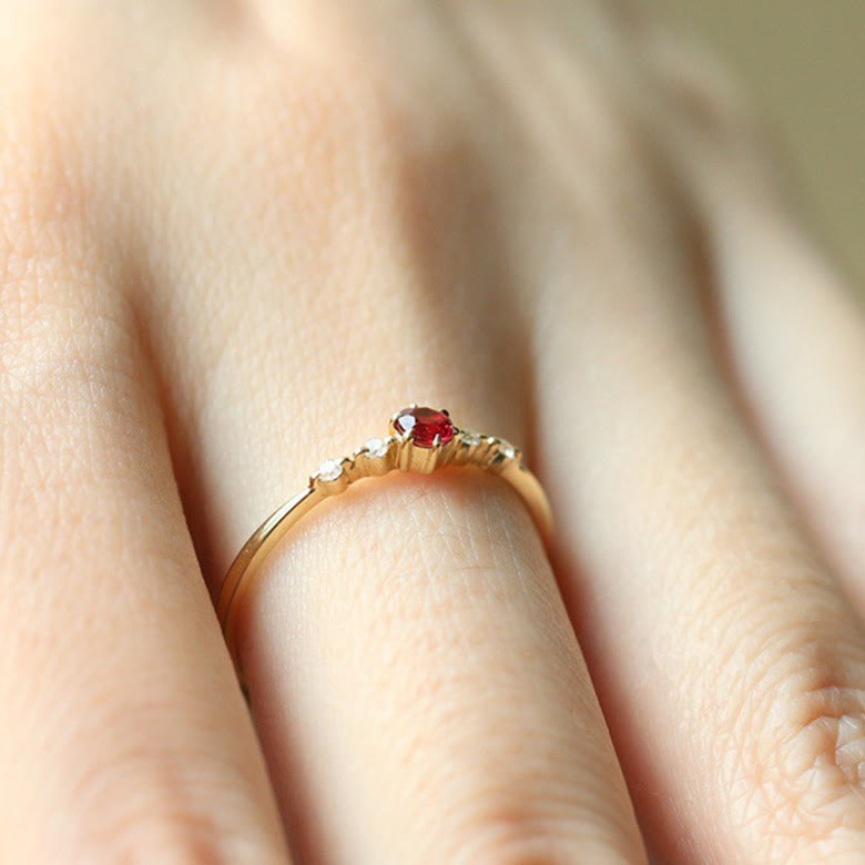 Élodie | Gouden Ring Met Rode Steen Dames
