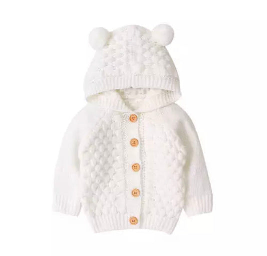 SnuggleBear™ | Gebreid Babyvest Met Capuchon En Berenoortjes – Uniseks Winterfavoriet