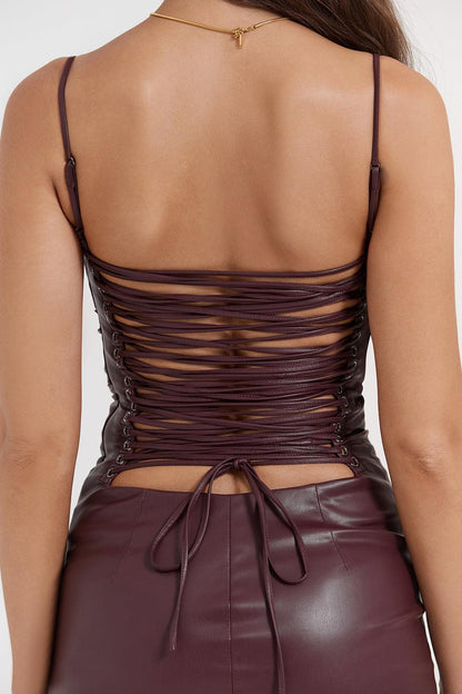 Valena | Vegan Leather Bodycon Midi-Jurk Dames