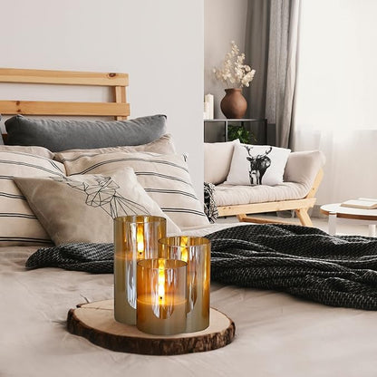 Velura | LED Kaarsen Set Rookglas | 3 Glazen Sfeerlampjes met Timer & Afstandsbediening