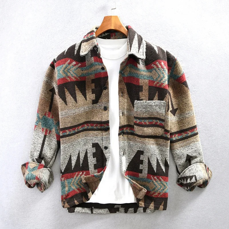 Victor™ | Vintage Flanel Vest met Retro-Print en Warme Pasvorm