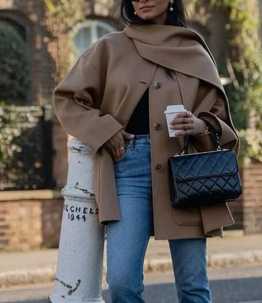 Sorella | Camelcoat Met Sjaaldetail