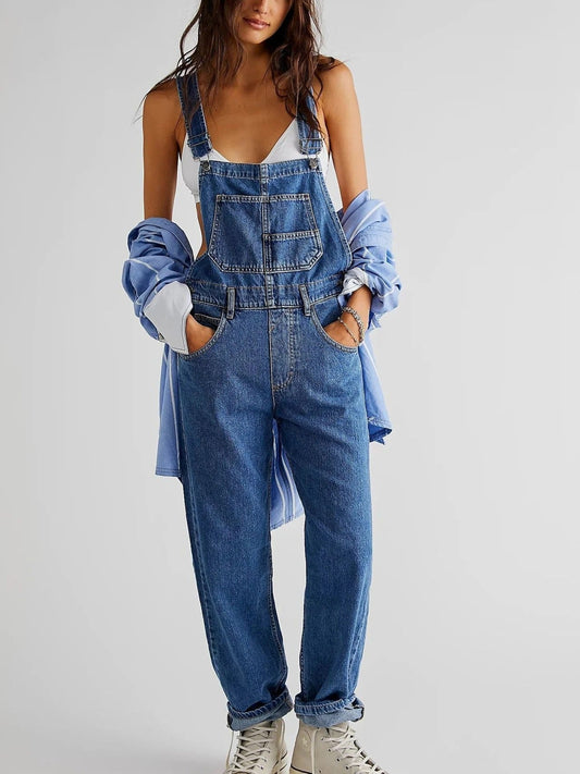 Rowena™ | Dames Denim Tuinbroek | Vintage Spijker Overall met Verstelbare Schouderbanden en Rechte Pijpen
