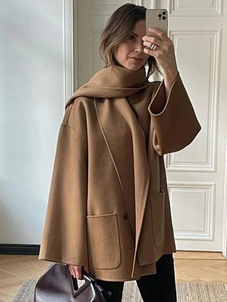 Sorella | Camelcoat Met Sjaaldetail