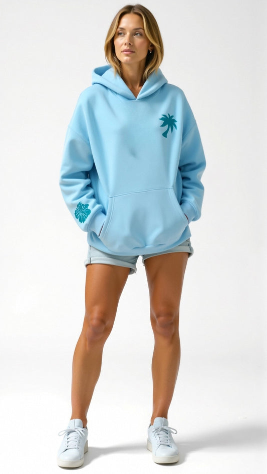 Isla | Oversized Hoodie Dames Met Palmboomprint en Rugdesign
