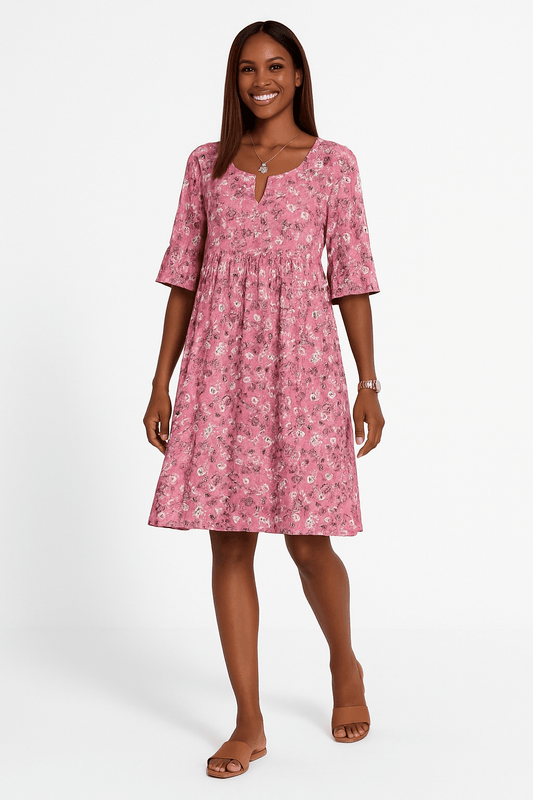 Florine | Luchtige Zomerjurk Met Bloemenprint En Korte Mouwen Dames