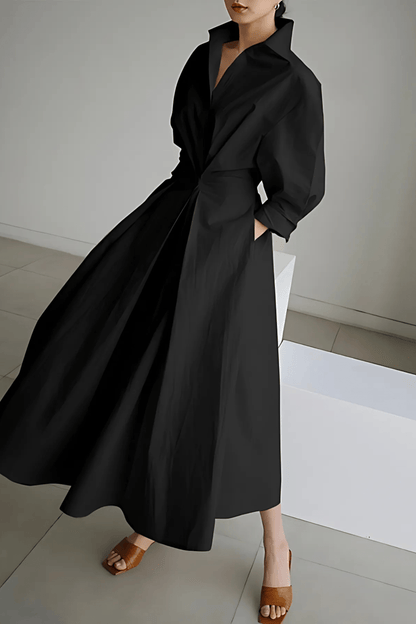 Isotta | Elegante Midi-Jurk Dames Met Geplooide Taille en A-Lijn Rok